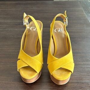 Gianni Bini Yellow Platform Slingback Shoes